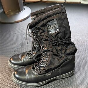 Coach Black Quilted Lace-Up Winter Boots